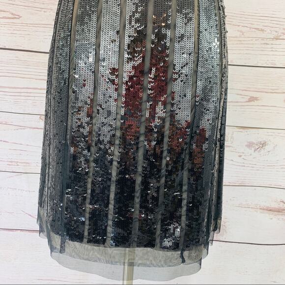 BCBGMAXAZRIA black sequin dress sheer straps - Picture 11 of 15